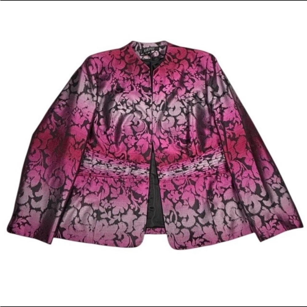 Kasper Blazer Women’s Size 16W Pink Black Shimmer Jacket Lined Career Office